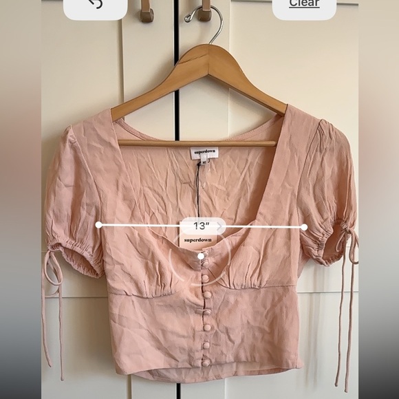 REVOLVE SUPERDOWN rosa button up crop top soft pink XS NWT - Picture 5 of 7